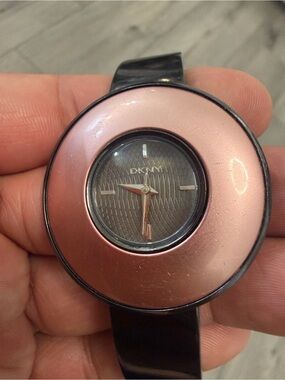 DKNY Pink & Black Disc Bangle Watch NY4321 Women’s Bracelet Watch